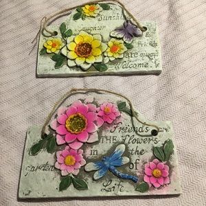 Garden floral cement signs
